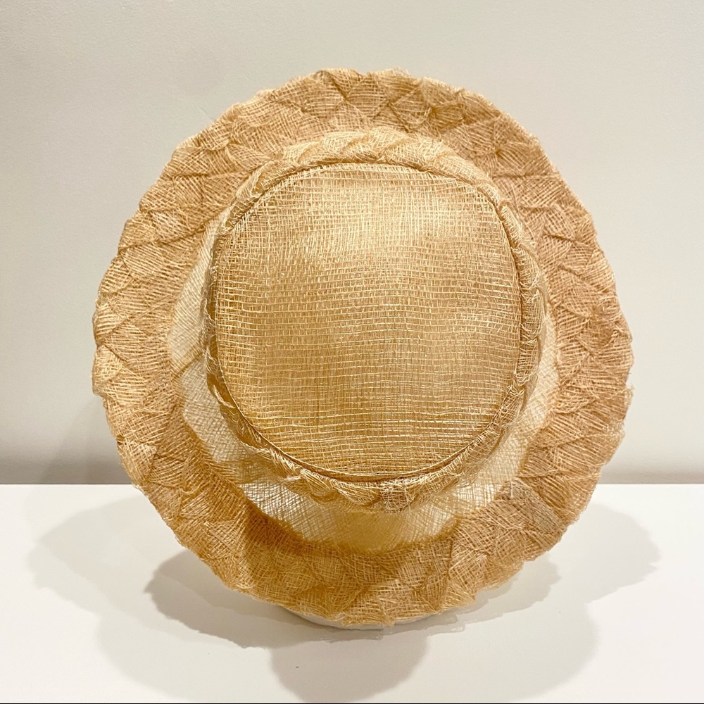 New vintage Daniele Meucci 100% Natural Straw unique checkerboard Woven Hat. - Picture 6 of 12